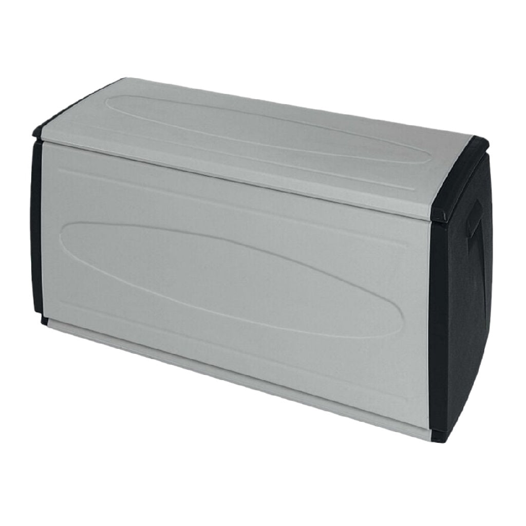 Caja de almacenamiento de plástico con tapa, color gris