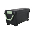 Caja de Almacenamiento de Plástico Negra con Asa Verde y Ruedas
