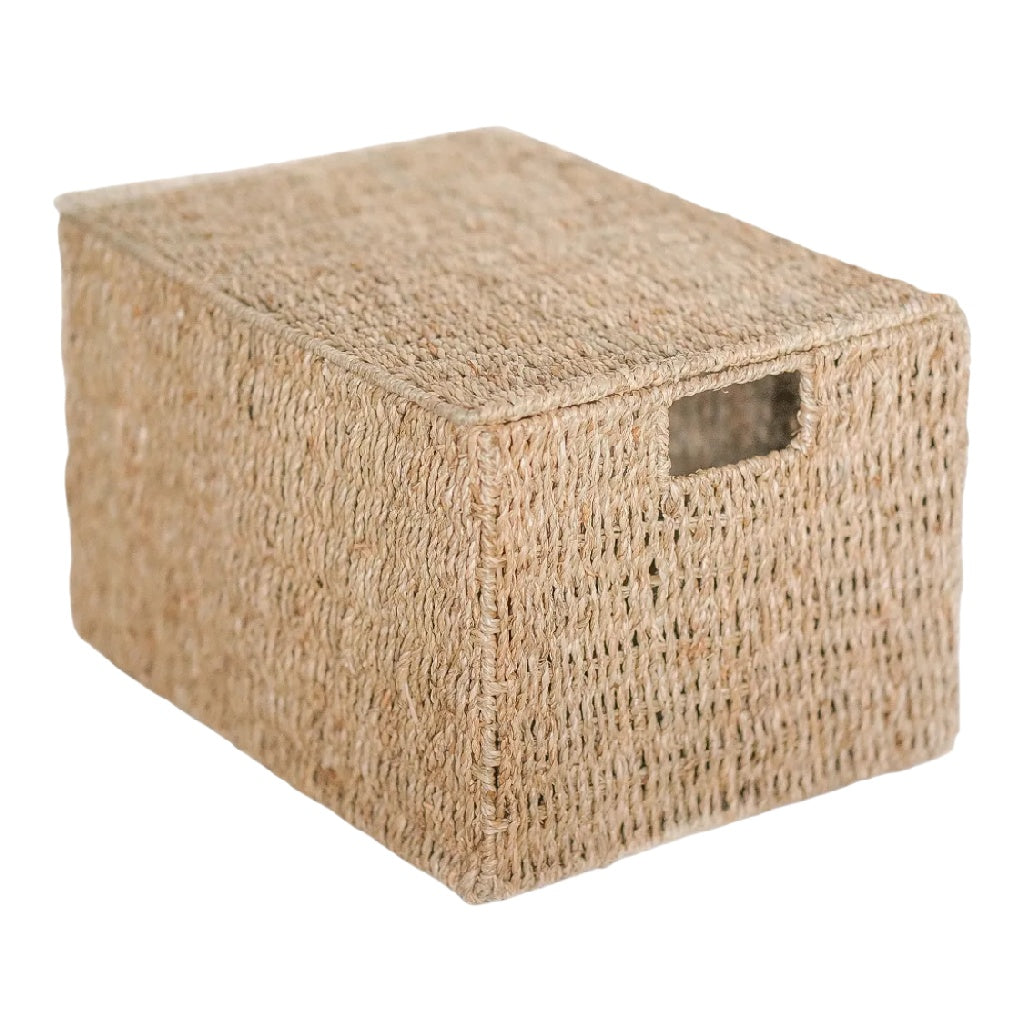 Cesta de Almacenamiento Tejida con Asa de Fibra Natural